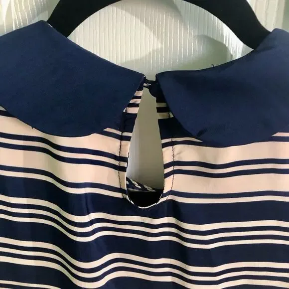 Forever 21 Navy Blue & Cream Polka Dot Stripe Sleeveless Girl's Dress - Medium - Picture 7 of 8